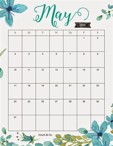Calendar May Printable